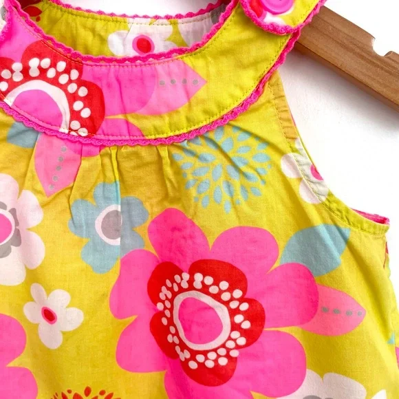 4/$20💥24M Carter's Neon Floral Summer Sundress, Lightweight Woven, Front Pockets - Picture 4 of 10